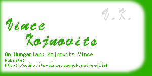 vince kojnovits business card